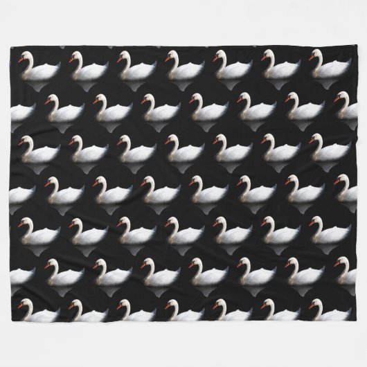 Weißschwan auf schwarz fleecedecke (Vorderseite (Horizontal))