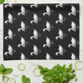 Weißschwan auf schwarz geschirrtuch (Gefaltet)