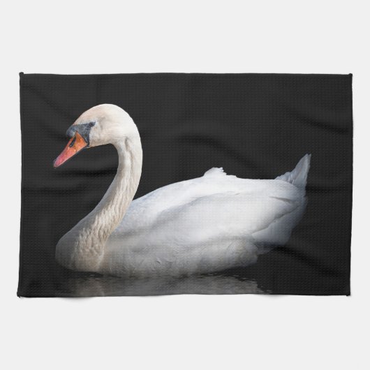 Weißschwan auf schwarz geschirrtuch (Horizontal)