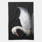 Weißschwan auf schwarz geschirrtuch (Vertikal)