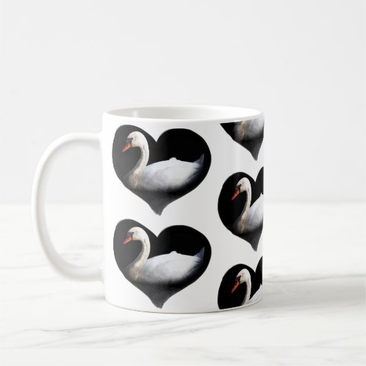 Weißschwan auf schwarz kaffeetasse (Links)