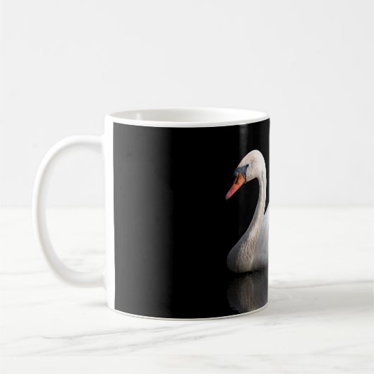 Weißschwan auf schwarz kaffeetasse (Links)