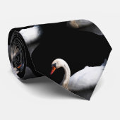 Weißschwan auf schwarz krawatte (Gerollt)