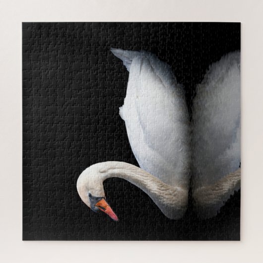Weißschwan auf schwarz puzzle (Vertikal)