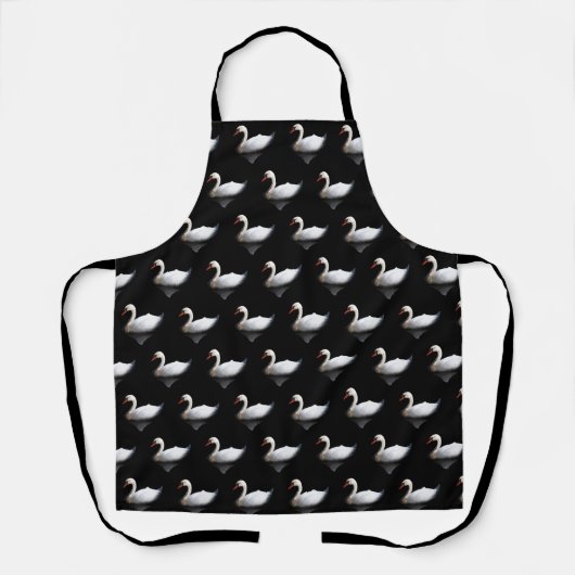 Weißschwan auf schwarz schürze (Vorderseite)