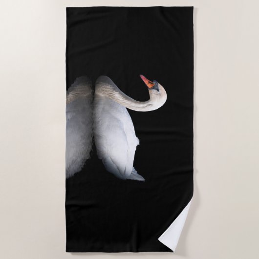 Weißschwan auf schwarz strandtuch (Vorderseite)