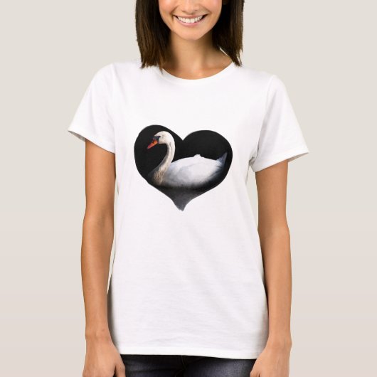 Weißschwan auf schwarz T-Shirt (Vorderseite)
