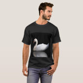 Weißschwan auf schwarz T-Shirt (Vorne ganz)