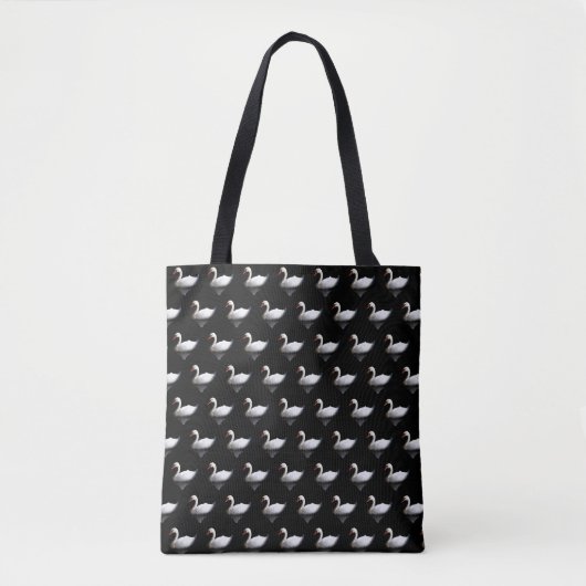 Weißschwan auf schwarz tasche (Vorderseite)