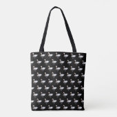 Weißschwan auf schwarz tasche (Rückseite)