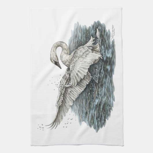 Weißschwan auf Wasser Handtuch (Vertikal)