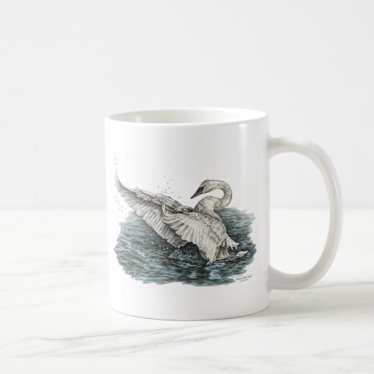 Weißschwan auf Wasser Kaffeetasse (Rechts)