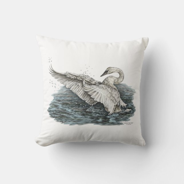 Weißschwan auf Wasser Kissen (Vorderseite)