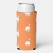 Weißschwan-Silhouette auf Orange Selters Dosenkühler (Seltzer Vorderseite)