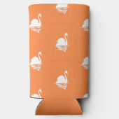 Weißschwan-Silhouette auf Orange Selters Dosenkühler (Rückseite)