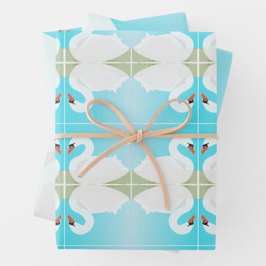 Weißschwan = Sommertag Geschenkpapier Set (Beispiel)