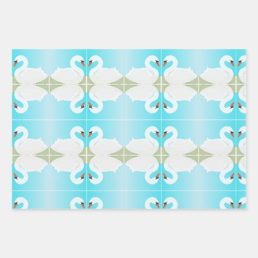Weißschwan = Sommertag Geschenkpapier Set (Vorderseite)