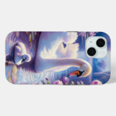 Weißschwan und Cygnet mit Lila Rose Case-Mate iPhone Hülle (Rückseite (Horizontal))