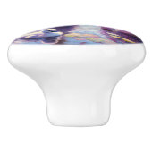 Weißschwan und Cygnet mit Lila Rose Keramikknauf (Seitenansicht)