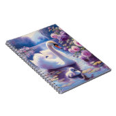 Weißschwan und Cygnet mit Lila Rose Notizblock (Rechte Seite)