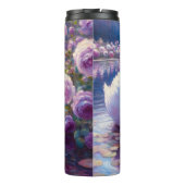 Weißschwan und Cygnet mit Lila Rose Thermosbecher (Rückseite)