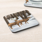 Weißschwanzhirsche im Schnee Untersetzer (Linke Seite)