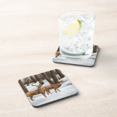 Weißschwanzhirsche im Schnee Untersetzer (Rechte Seite)