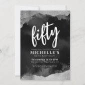 Weißschwarz 50. Geburtstag Einladung (Vorderseite)