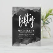 Weißschwarz 50. Geburtstag Einladung (Stehend Vorderseite)