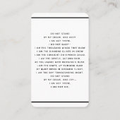 Weißschwarzer Foto-Beerdigungskarte Visitenkarte (Rückseite)