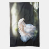 Weißsiamischer Kampffisch Geschirrtuch (Vertikal)