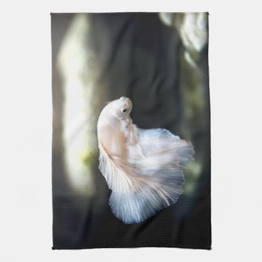 Weißsiamischer Kampffisch Geschirrtuch (Vertikal)