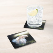 Weißsiamischer Kampffisch Rechteckiger Pappuntersetzer (Vor Ort)