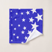 Weißsternmuster auf blauem Hintergrund Badhandtuch Set (Waschlappen)