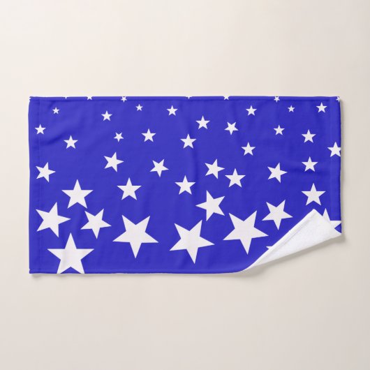 Weißsternmuster auf blauem Hintergrund Badhandtuch Set (Handtuch)