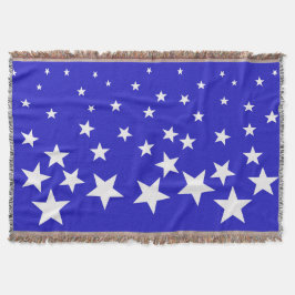 Weißsternmuster auf blauem Hintergrund Decke