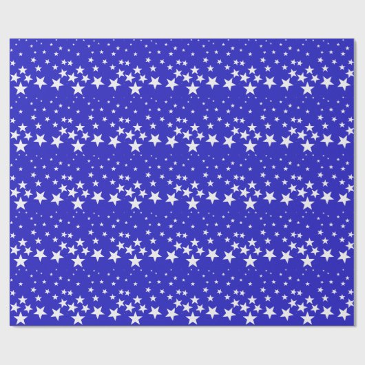 Weißsternmuster auf blauem Hintergrund Geschenkpapier (Flach)