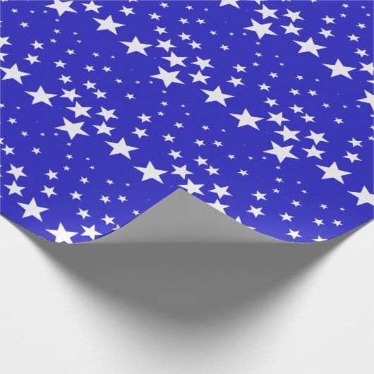 Weißsternmuster auf blauem Hintergrund Geschenkpapier (Ecke)