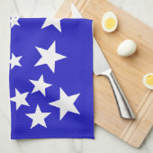 Weißsternmuster auf blauem Hintergrund Geschirrtuch (Viertel Falte)