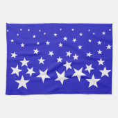 Weißsternmuster auf blauem Hintergrund Geschirrtuch (Horizontal)