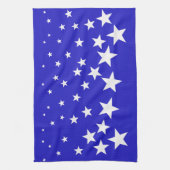 Weißsternmuster auf blauem Hintergrund Geschirrtuch (Vertikal)