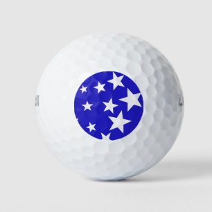 Weißsternmuster auf blauem Hintergrund Golfball