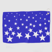 Weißsternmuster auf blauem Hintergrund Golfhandtuch (Horizontal)