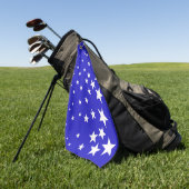 Weißsternmuster auf blauem Hintergrund Golfhandtuch (Gras)