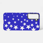 Weißsternmuster auf blauem Hintergrund Samsung Galaxy Hülle (Rückseite (Horizontal))