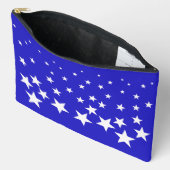 Weißsternmuster auf blauem Hintergrund Zubehörtasche (Offen)