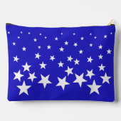 Weißsternmuster auf blauem Hintergrund Zubehörtasche (Rückseite)
