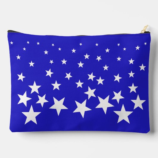 Weißsternmuster auf blauem Hintergrund Zubehörtasche (Rückseite)