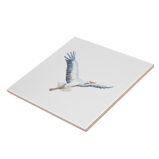 Weißstorch Fliese (Seite)