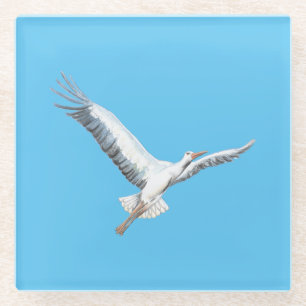 Weißstorch Glasuntersetzer